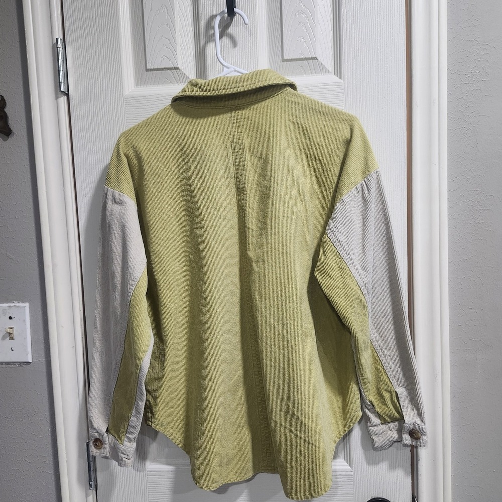 LA Hearts Corduroy Shacket‎ XS/S Chartreuse Green Colorblock Button Jacket - Picture 7 of 13